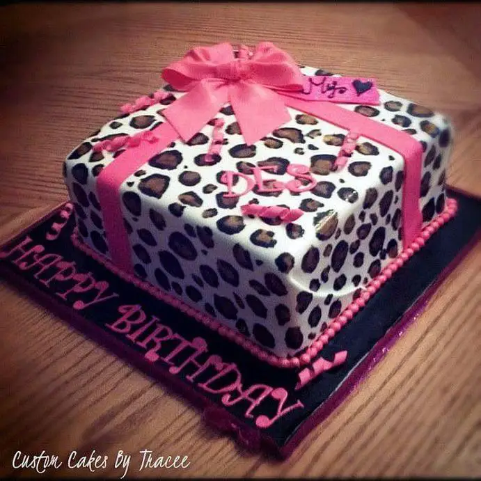 pink leopard birthday cake