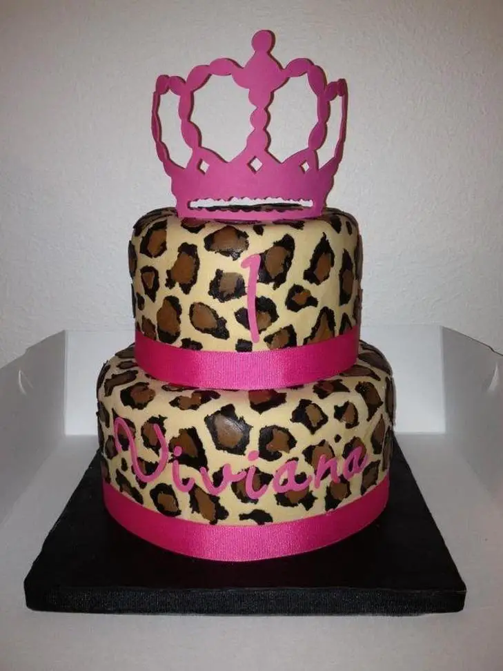 pink leopard birthday cake