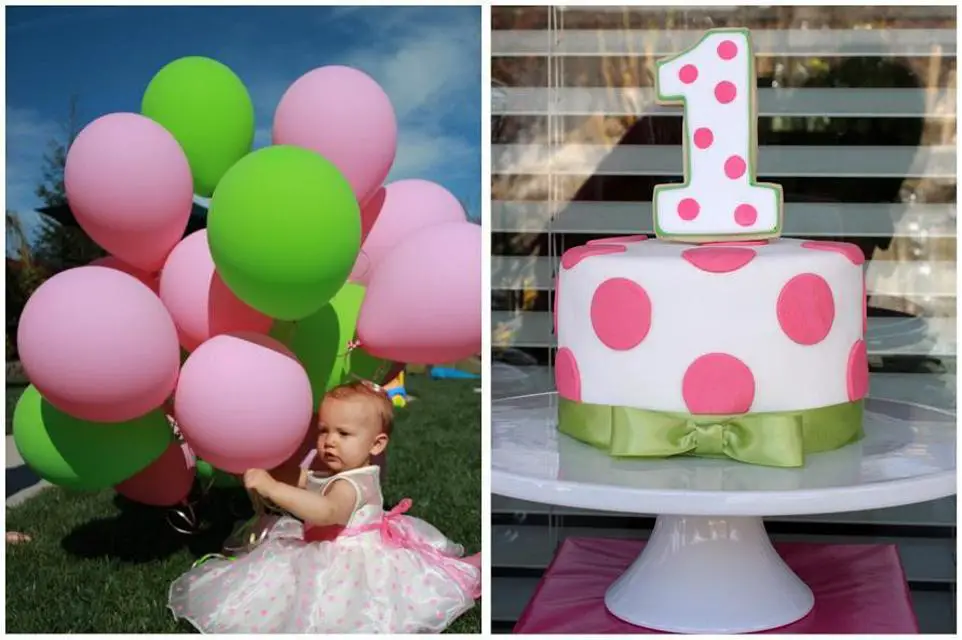 polka dot first birthday cake