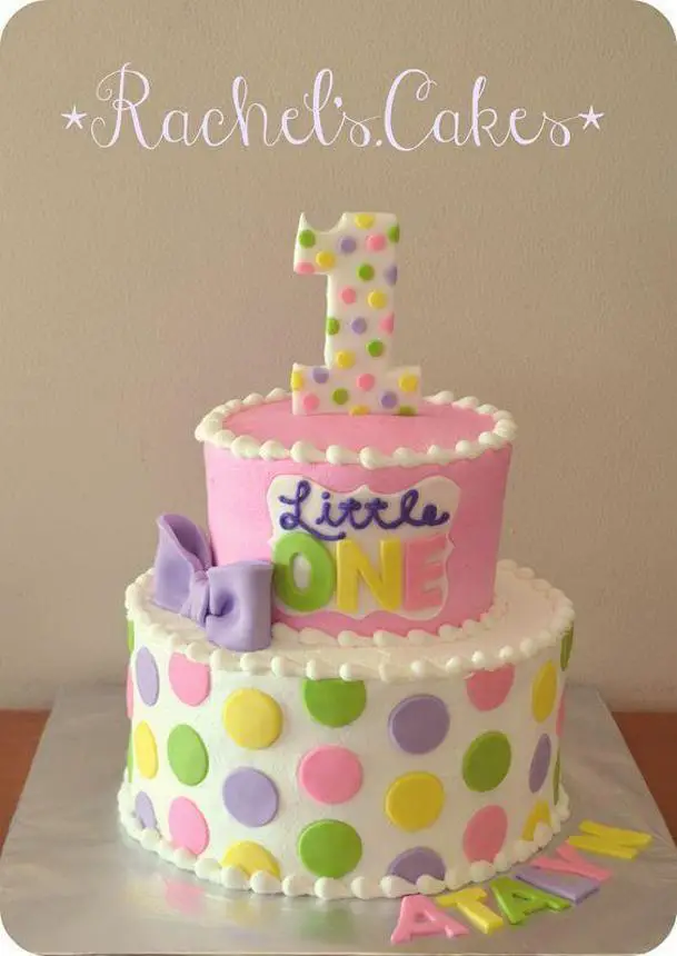 polka dot first birthday cake