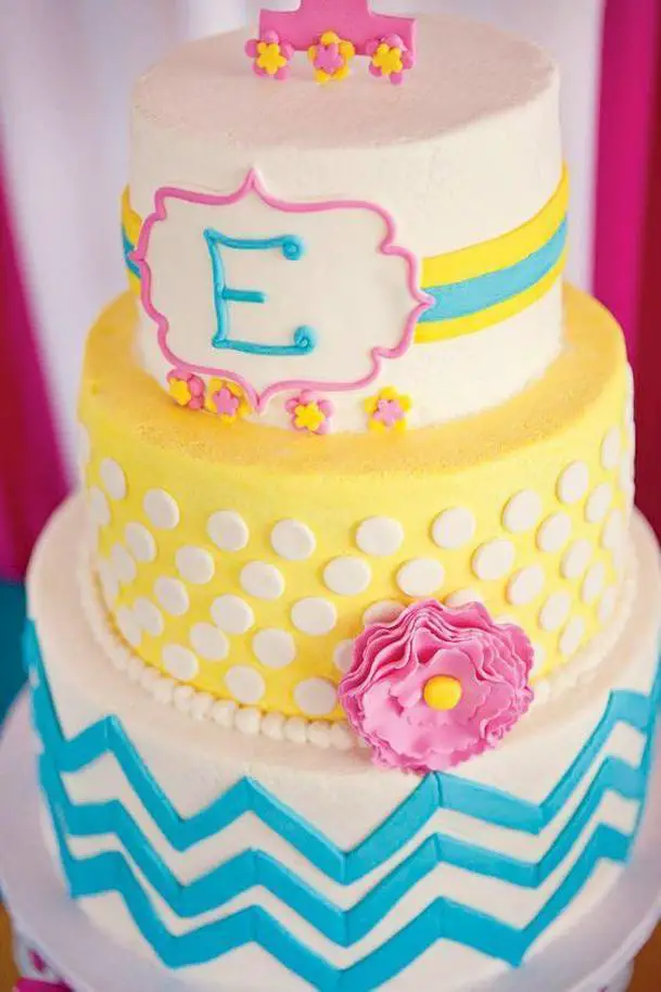 polka dot first birthday cake