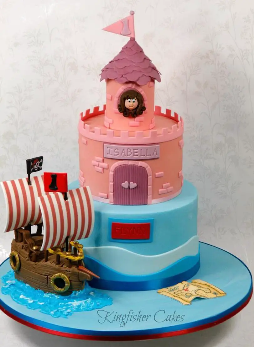 princess and pirate birthday cake