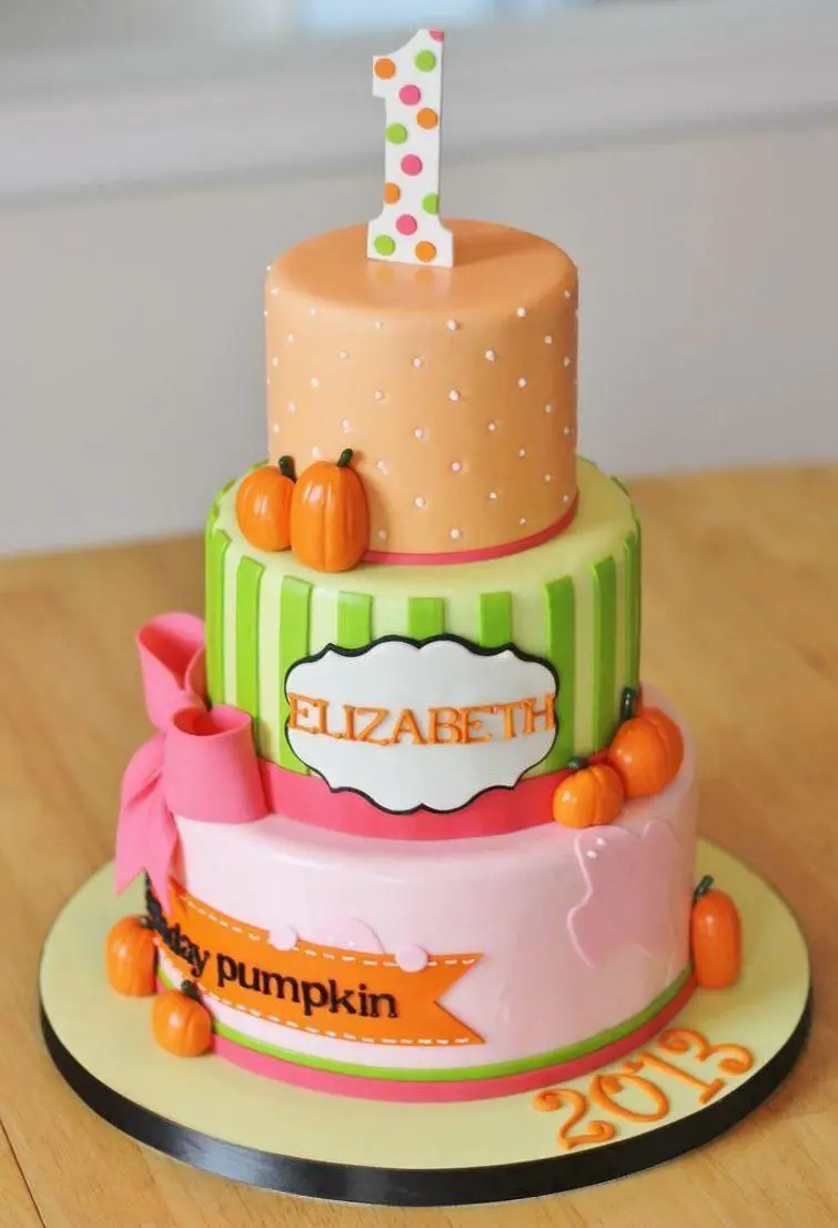 pumpkin 1st birthday cake