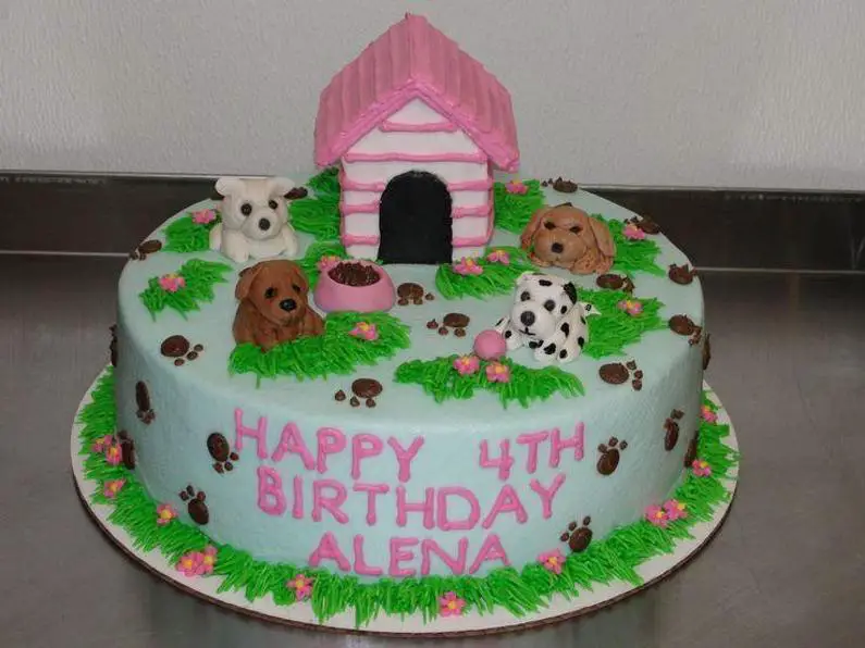 puppy themed birthday cake