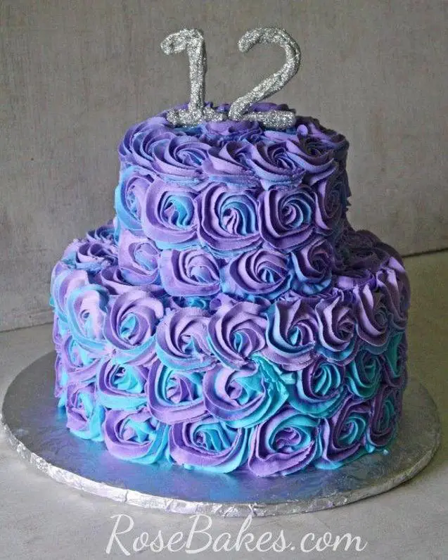 purple and blue birthday cakes