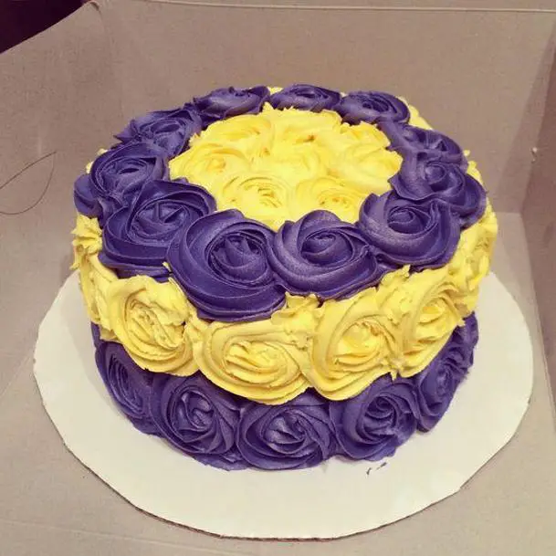 purple and gold birthday cake