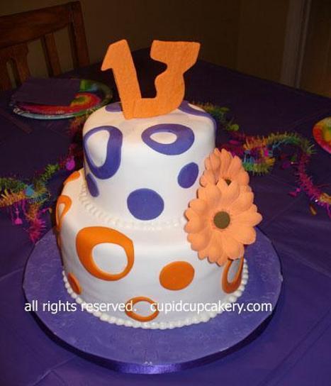 purple and orange birthday cakes