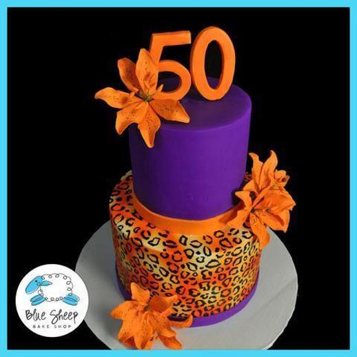 purple and orange birthday cakes