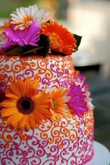 purple and orange birthday cakes