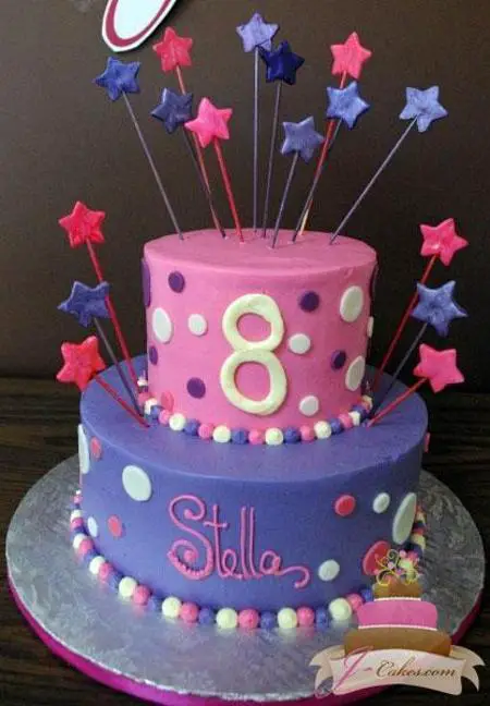 purple and pink birthday cake