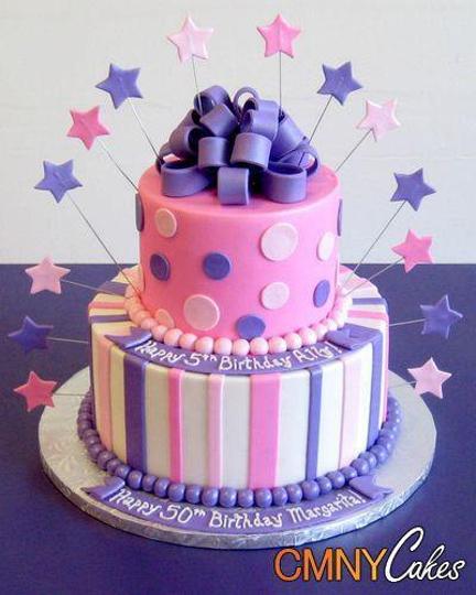 purple and pink birthday cakes
