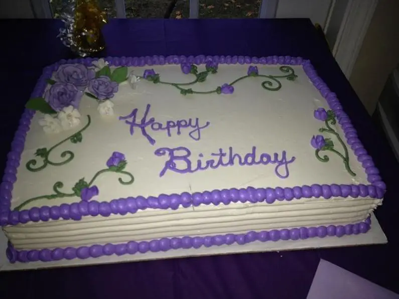 purple and white birthday cakes