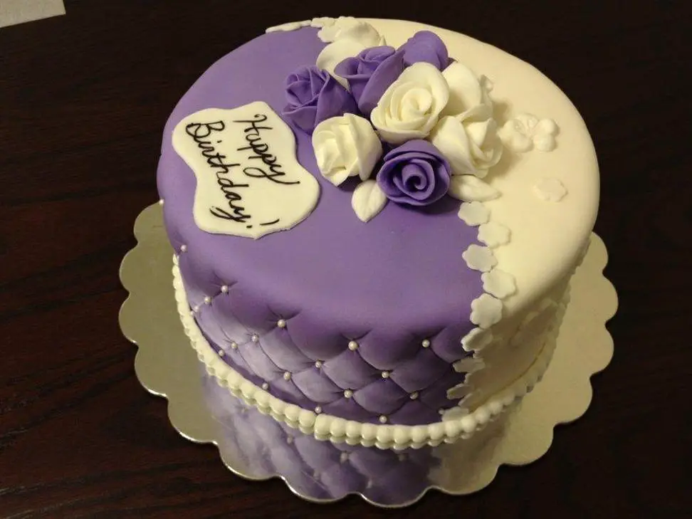 purple and white birthday cakes