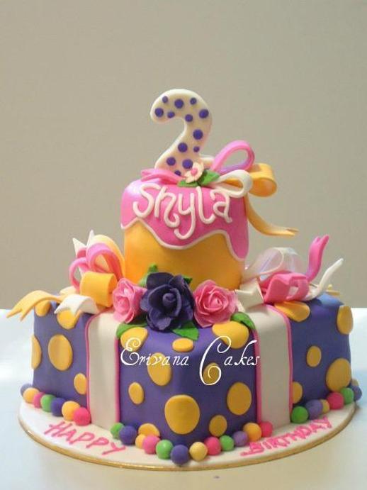 purple and yellow birthday cakes