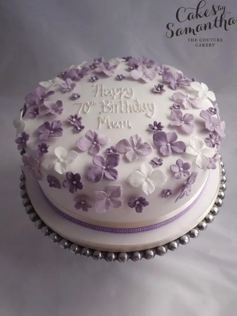 purple flower birthday cake