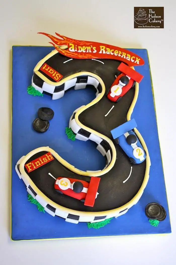 racing car track birthday cake