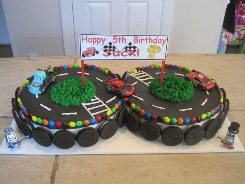 racing car track birthday cake