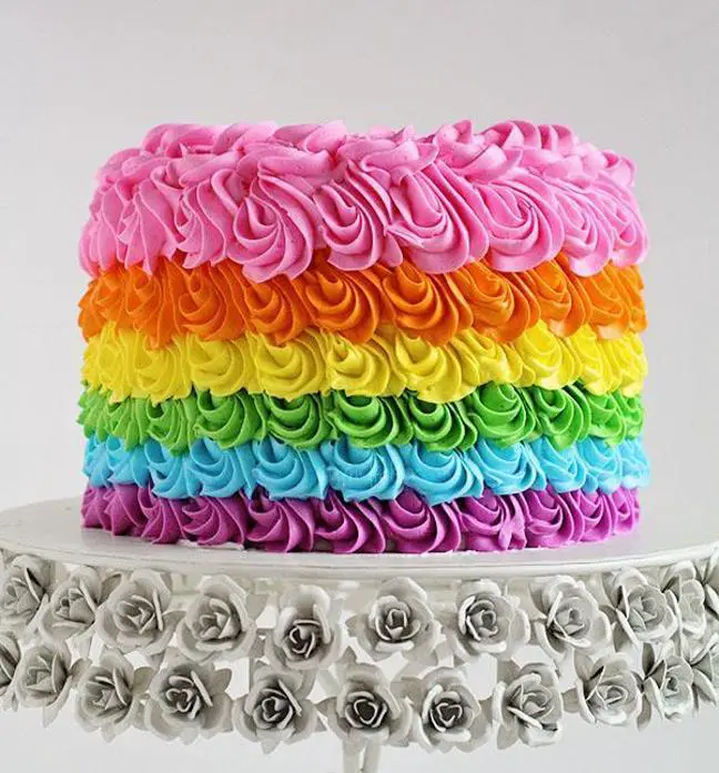 rainbow colored birthday cake