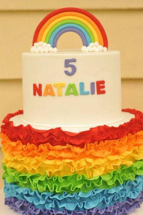 rainbow themed birthday cake