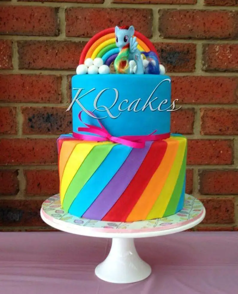 rainbow themed birthday cake