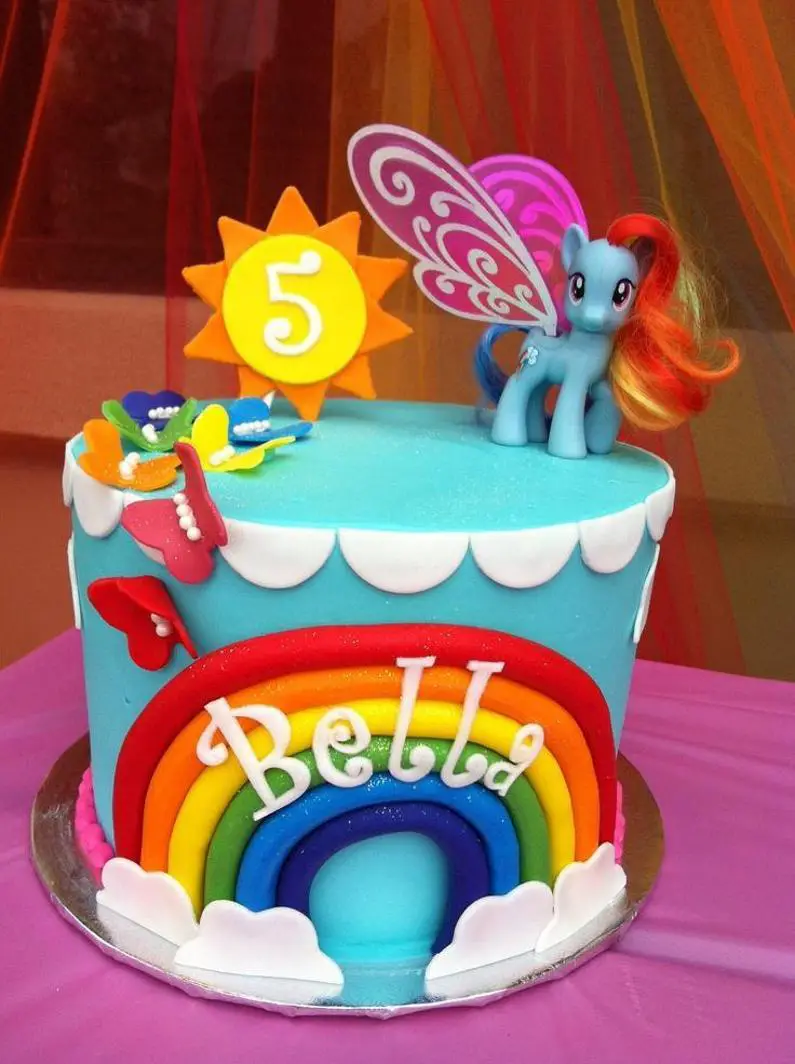 rainbow themed birthday cake