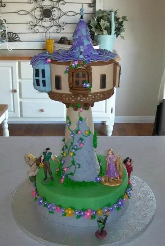 rapunzel tower birthday cake