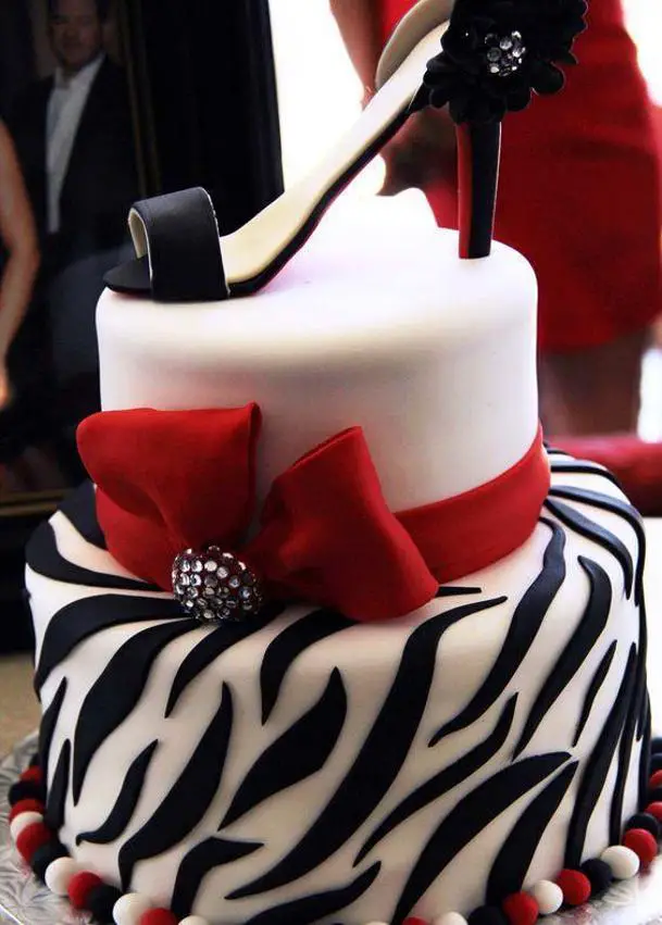 red white and black birthday cakes