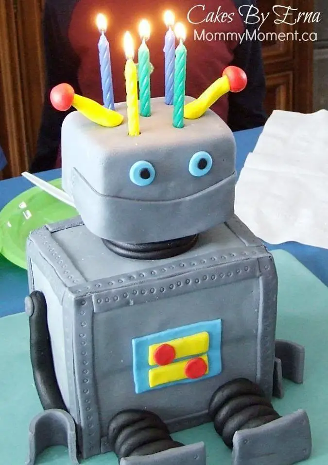 robot birthday cake