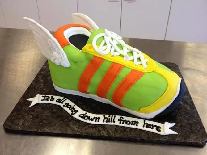 running shoe birthday cake