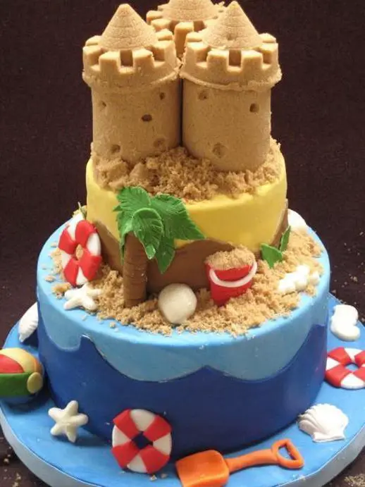 sand castle birthday cake