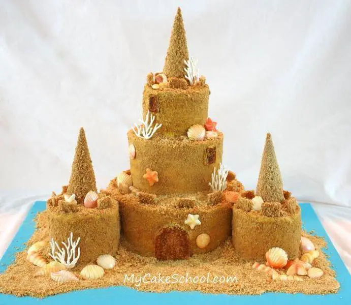 sand castle birthday cake