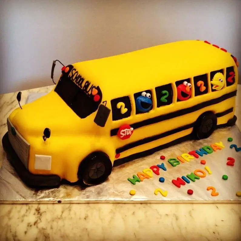 school bus birthday cake