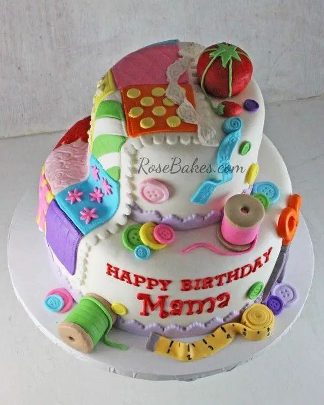 sewing birthday cake