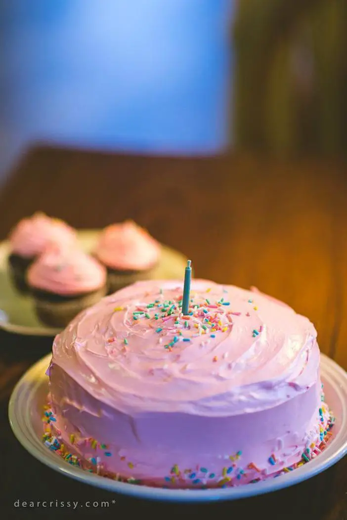 simple pink birthday cake