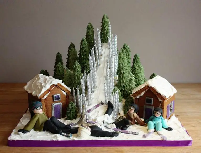 ski slope birthday cake