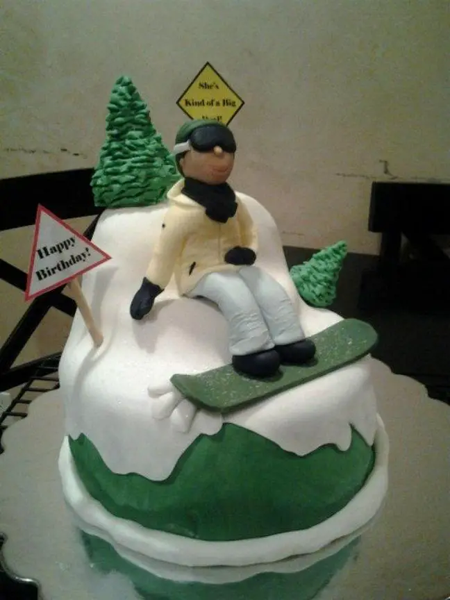 Snowboard birthday cake