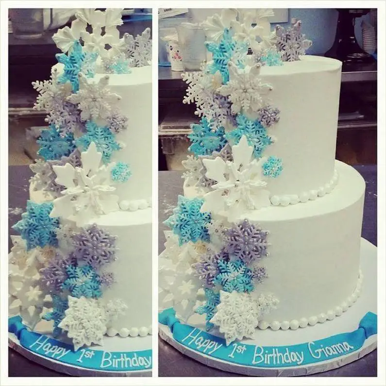snowflake birthday cakes