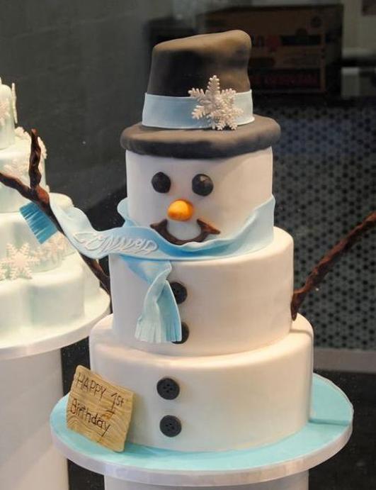snowman birthday cake