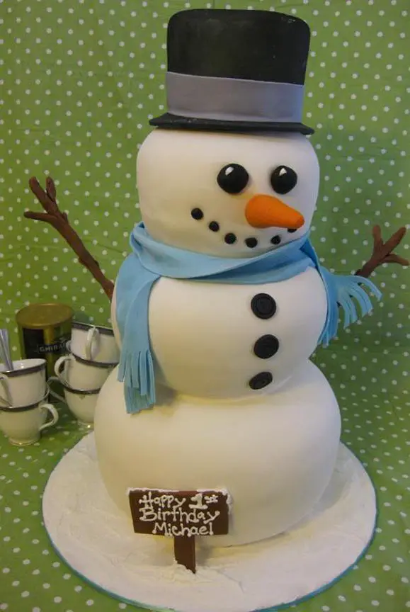 Snowman birthday cakes