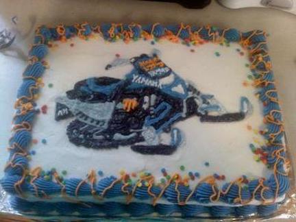 snowmobile birthday cake