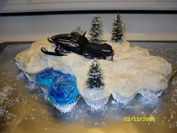 snowmobile birthday cake