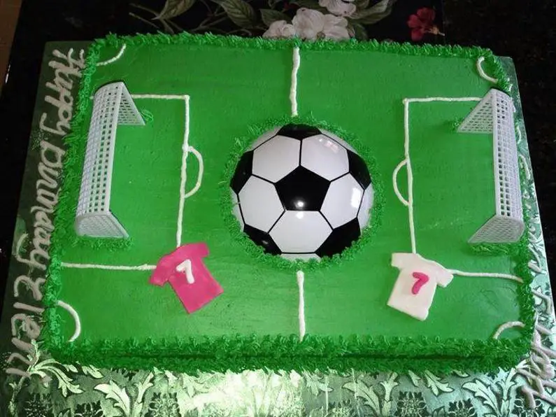 soccer field birthday cake