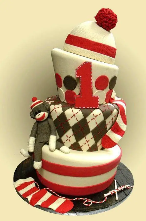 sock monkey birthday cakes
