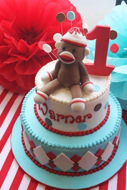 sock monkey birthday cakes