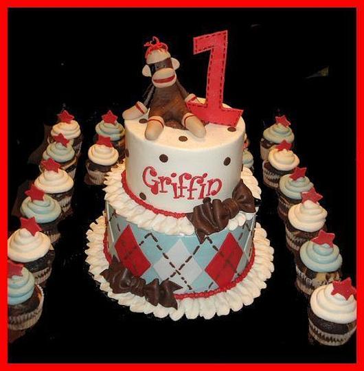 sock monkey birthday cakes