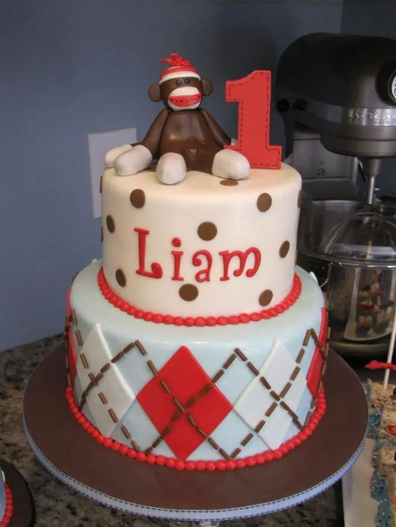 sock monkey birthday cakes