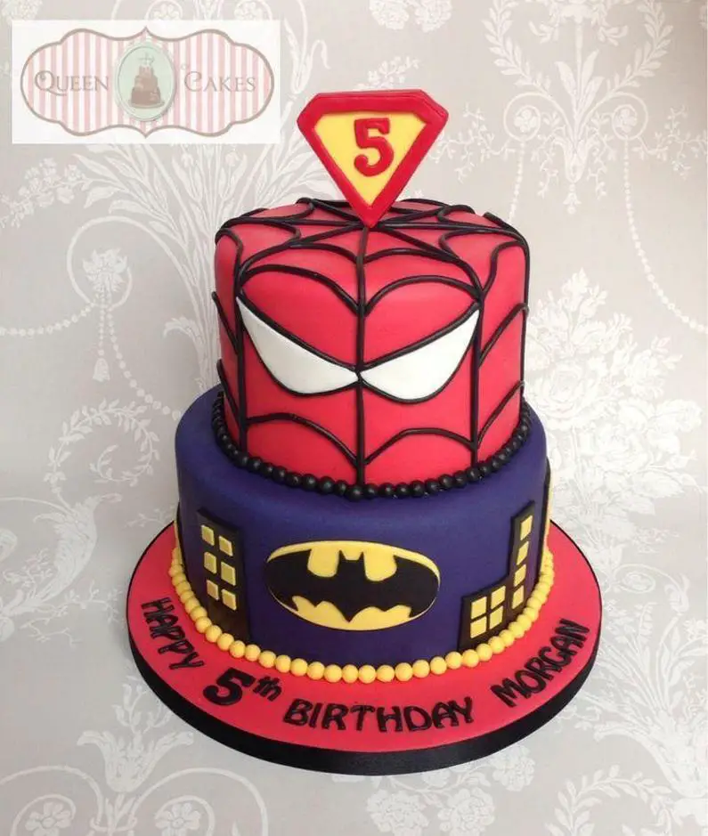 spiderman and batman birthday cakes