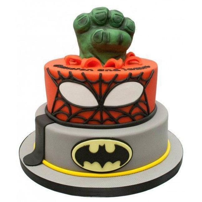 spiderman and hulk birthday cakes