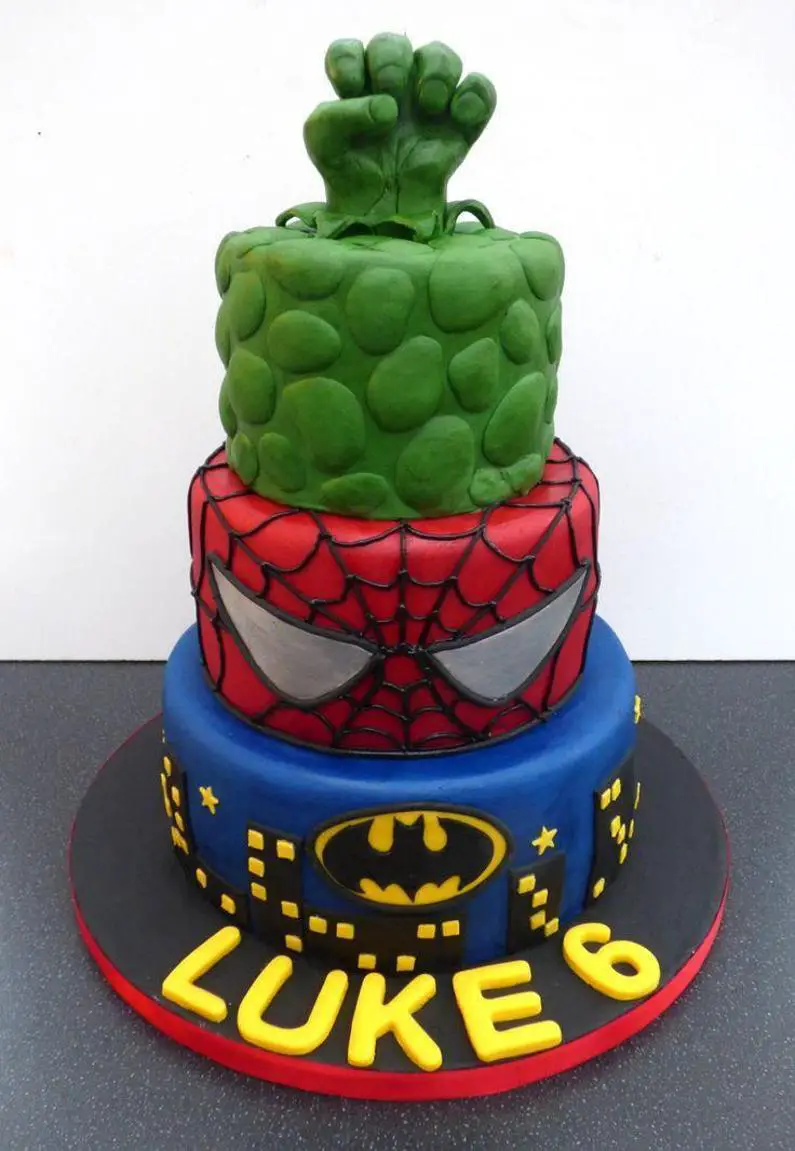 spiderman and hulk birthday cakes