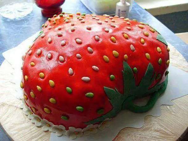 strawberry shaped birthday cake